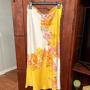 ANTONIO MELANI Yellow and White Floral Maxi Skirt